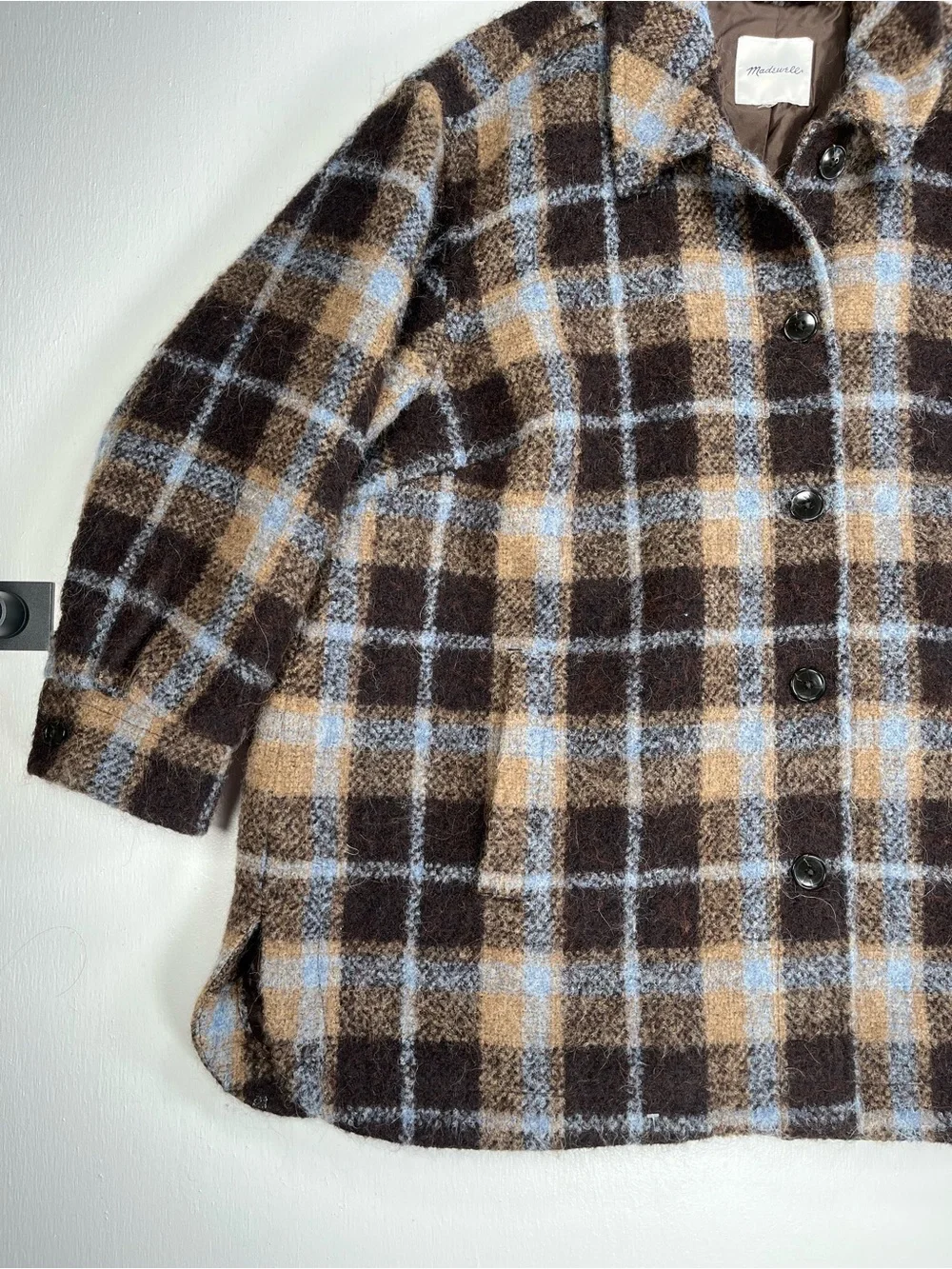 Madewell Belrose Shirt Jacket Cassel Plaid Wool Shacket Plus Size 3X Fuzzy Blue